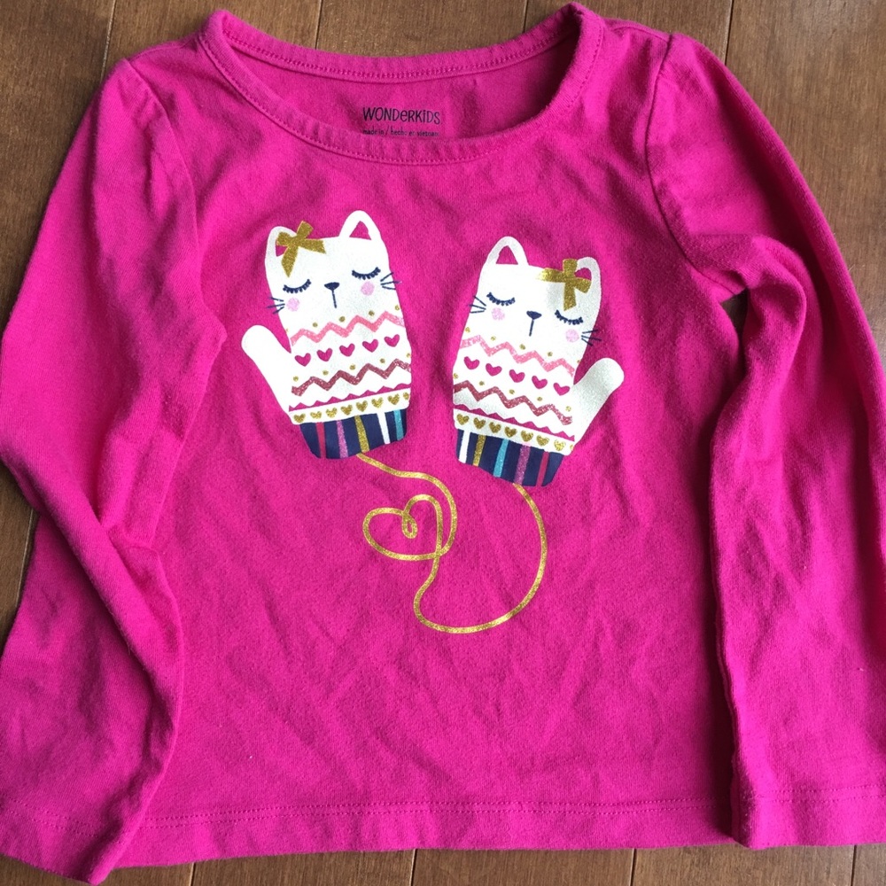 Wonderkids Mitten Graphic Long Sleeve Top 2t